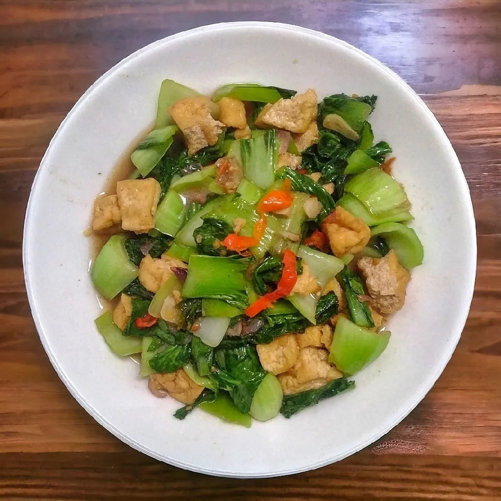 Tumis Baby Pakcoy Tahu Pedas