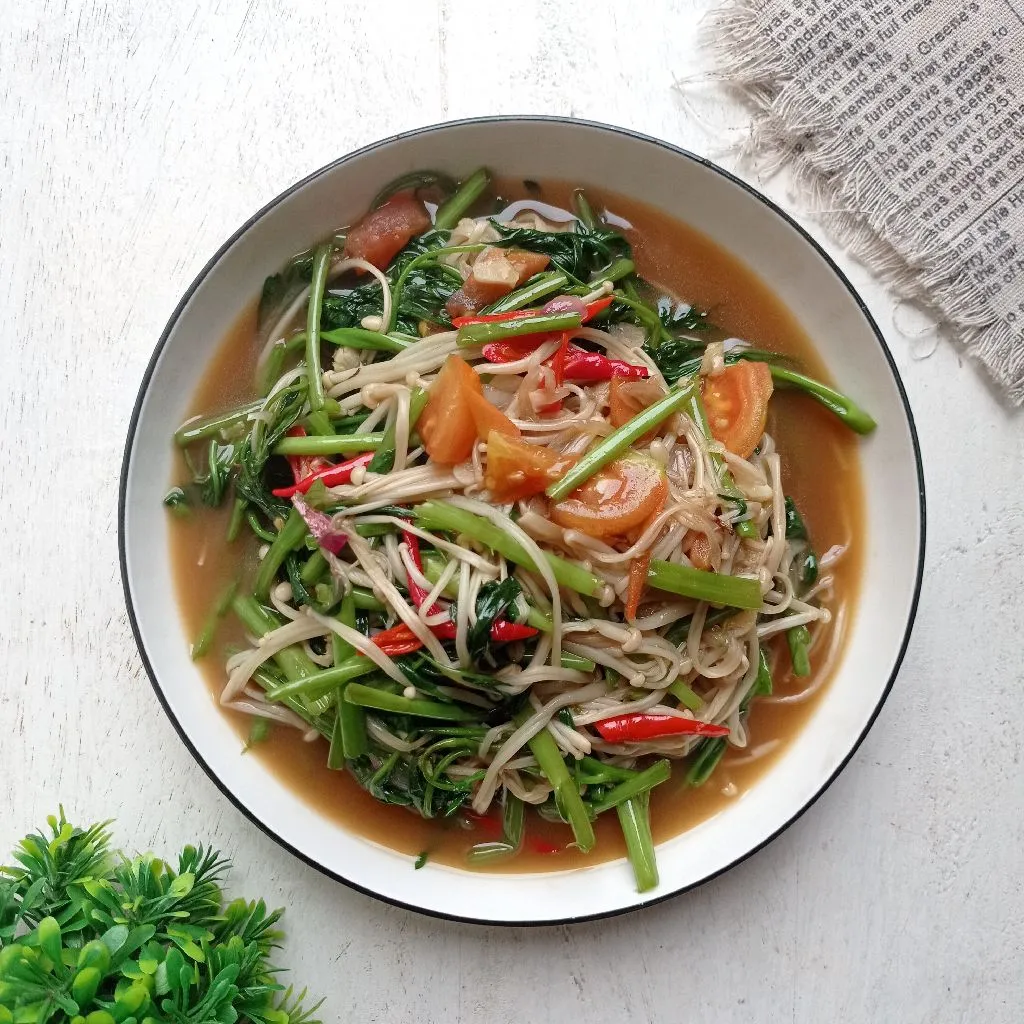 Tumis kangkung enoki #ResepSehat7Hari