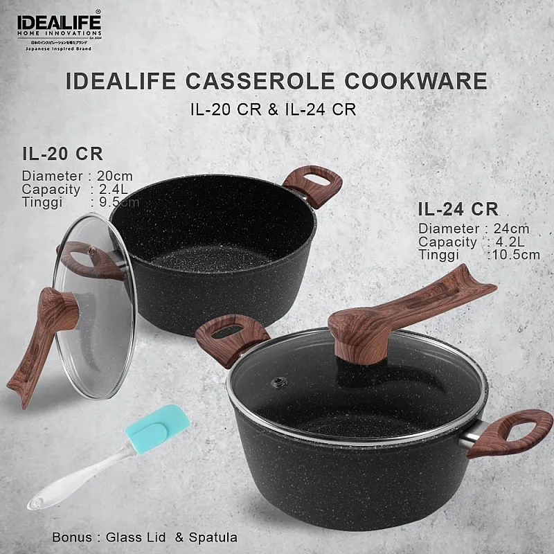 IDEALIFE Casserole Cookware (Panci Casserole) 20 cm – IL 20CR
