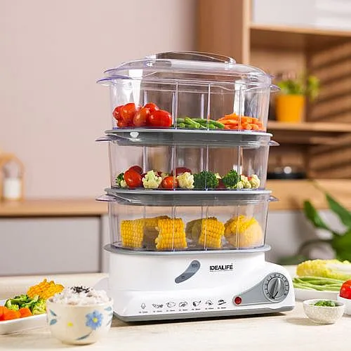 IDEALIFE Food Steamer – Pengkukus Makanan (3 Layer) FS-1001