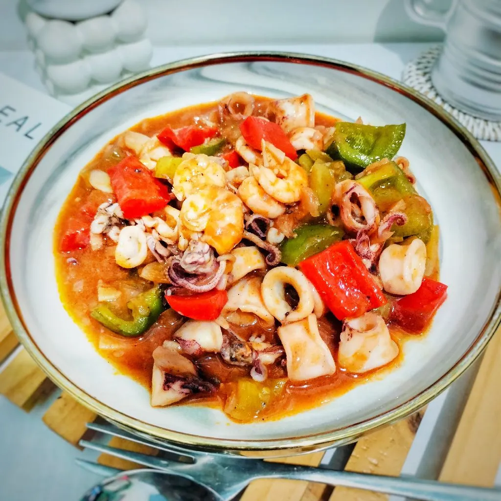 Oseng Cumi Udang Masak Paprika