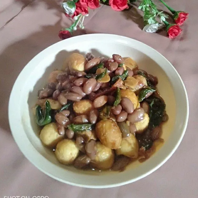 Telor puyuh mix kacang merah.