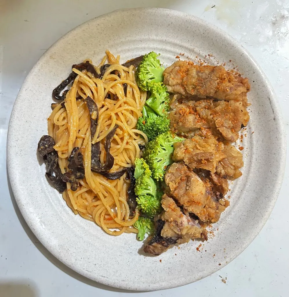 Mentai Shrimp Pasta Crispy Chicken