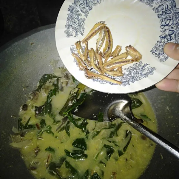 Bumbui dengan garam, kaldu bubuk, dan gula pasir secukupnya, lalu masukan ikan teri.