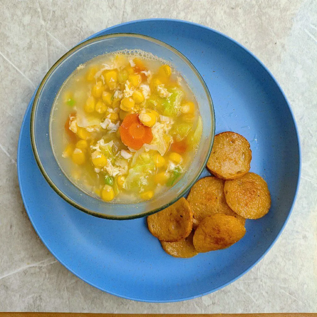 🌽Sup Jagung Telur & Galantin Goreng