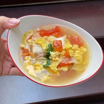 Sup Telur Dengan Sayuran