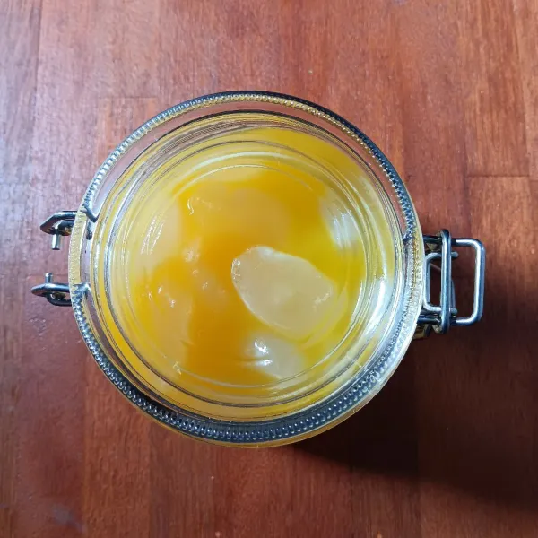 Fermentasi di suhu ruang selama 24 jam, lalu simpan ke dalam kulkas.