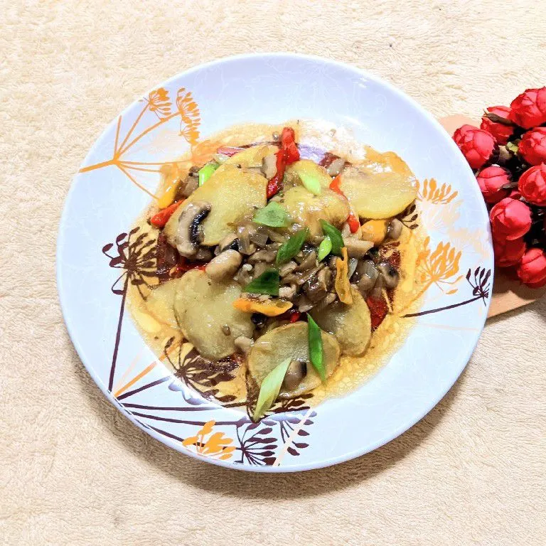 Tumis Kentang Jamur Saus Tiram